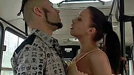 Man, you won’t believe these lovers fucking hard on a public bus in broad daylight!