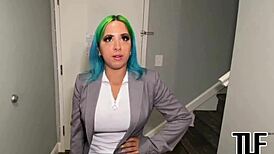 Spanish barbie, the hotel manager, seduces with her ass and fucks big black cock in pov