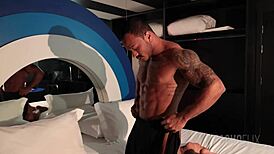 The door was open, so I fucked this blindfolded muscular stud with gusto.