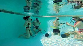 eva sasalka enjoys group underwater fun