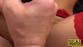 Kinky woman in stockings participates in bondage activity