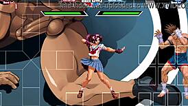 Joe Higashi and Athena Asamiya in anime action with sound