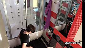 Anna spied in bathroom with upskirt!