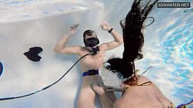 eva sasalka enjoys group underwater fun
