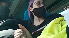 Blowjob and Creampie Action Unfolds in Public Service Bus Ride