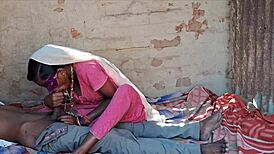 Desi wife in pink mexy skirt gets deepthroat and creampie