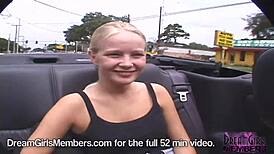Hot blonde flashes topless while riding in my convertible.