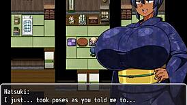 Tanned curvy Natsuki naughtily pisses in public during hentai game episode 10