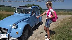 Hikers Fucking in Forest with Pierced Nipples and Skinny Babe Going Wild