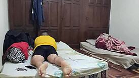 Husband Watches Wife's Mother-In-Law Give Blowjob in Shop Cuckold Scene.