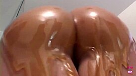 Redhead gets her ass fucked with toys and cum