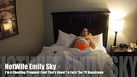 Pregnant Wife Fucks Repairman Hard!