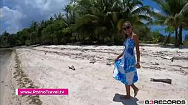 Public beach blowjob and fuck with sexy girlfriend in pov style. Big cock action caught during wild casting interview!