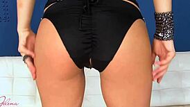 jelena jensen slides metallic toy deep in her hairy slit