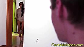 Footjob teen banging hard, oh yeah!