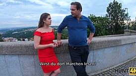 Hey, watch this lucky hunter seduce a cute Czech teen 18+ for cash!