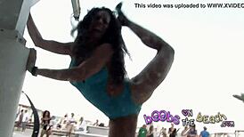 Real Sexy Party Girls and Sluts Dancing at Nightclub Beach Bash