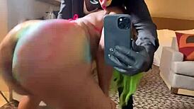 moee baby twerking that huge ass for gibby the clown in cosplay