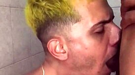 Interracial teen sneaks for big black cock blowjob