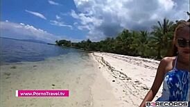 Public beach blowjob and fuck with sexy girlfriend in pov style. Big cock action caught during wild casting interview!