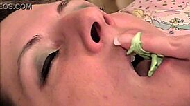 Bubble cum explodes over face during intense face sitting.