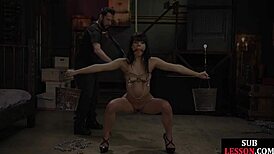 bound subject gets whipped and caned during kinky fucking! 😈