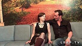 This naughty French brunette got slammed hard in a double penetration during her porno casting. The sofa interview turned wild fast.