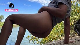 Beautiful Shemale Fucking Secretly In The Lake!