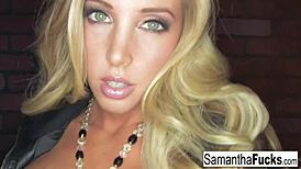 Nude Pornstar Samantha Teases with Big Tits and Ass Masturbation