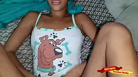 babysitter bending over for stepfather's assfucking, juicy pussy exposed