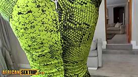 Busty Black Dancer Bounces on Big White Cock in Close-Up Audition Scene