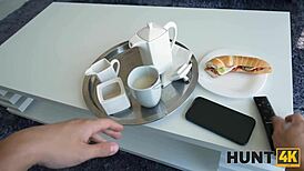 old cuckold watches blonde in uniform getting pounded by monster cock.