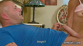 Shaved teen virgin spreads pussy for hardcore defloration