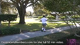 does that college student have no panties under her skirt?