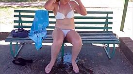 Young Brunette Pisses Publicly In Homemade Outdoor Compilation