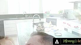 Jealous MILF Demands Stepbae Share Hung DILF Boyfriend! Rough Threesome with Hard Muff Diving and Bent Over Action!