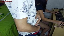 Boss Spanks Rough Slut with Big Cock While Riding and Moaning Bent Over