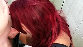 Hey, check out Brazilian redhead Melissa Devassa getting hardcore anal bareback in the bathroom with her big ass bent over 😏