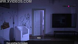 Alice and Landlady in Lesbian Bottle Game