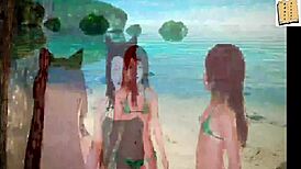 Teen brunette gets bold in family fun