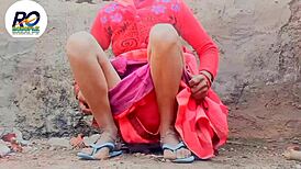 bhabhi lifts saree and fingers herself, oh my! what a wild sensation she creates!