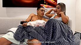 Milf stepmother ebony fucks stepdaughters boyfriend in interracial threesome with deepthroat and rough big black cock action ending in pussy full of cum carla morelli naty delgado maxx betancur