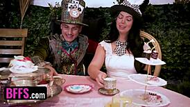 Alice in Wonderland parody features girl on knees in hardcore gangbang