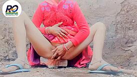 bhabhi lifts saree and fingers herself, oh my! what a wild sensation she creates!