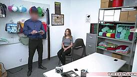 pretty shoplifter gets bent over for nasty blowjob