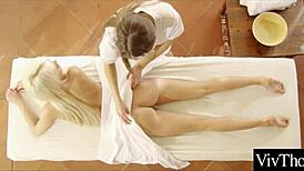 Beautiful Brunettes Finger and Lick Each Other in Hot Lesbian Sex