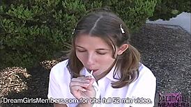 does that college student have no panties under her skirt?