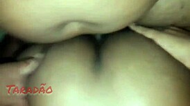 That busty slut in lingerie takes big black cock anal banging.