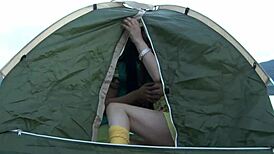 Colombian lesbians have wild amateur sex at the camp!