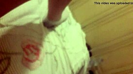 European gay guy jerks off while gasping over socked feet fetish